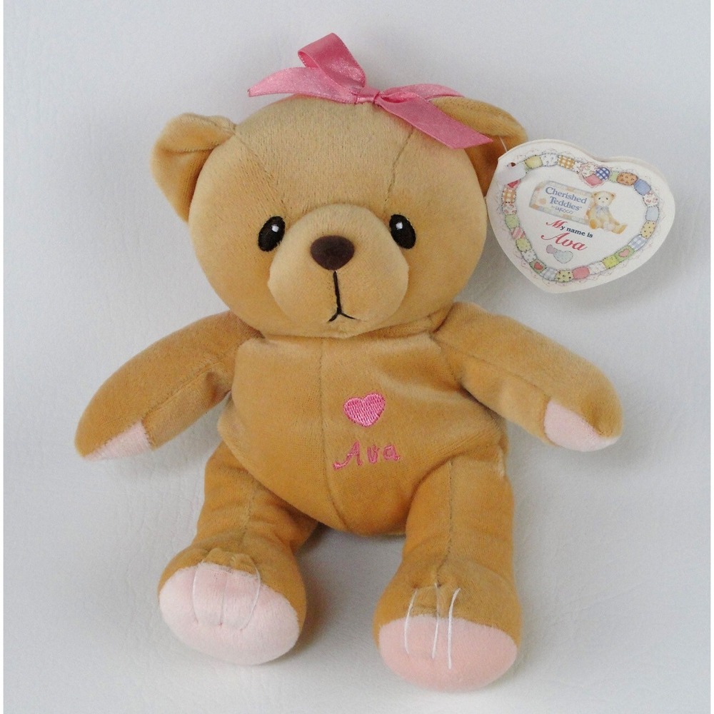 Enesco Cherished Teddies Bear Ava Heart of Gold Plush Priscilla Hillman 8 Inch